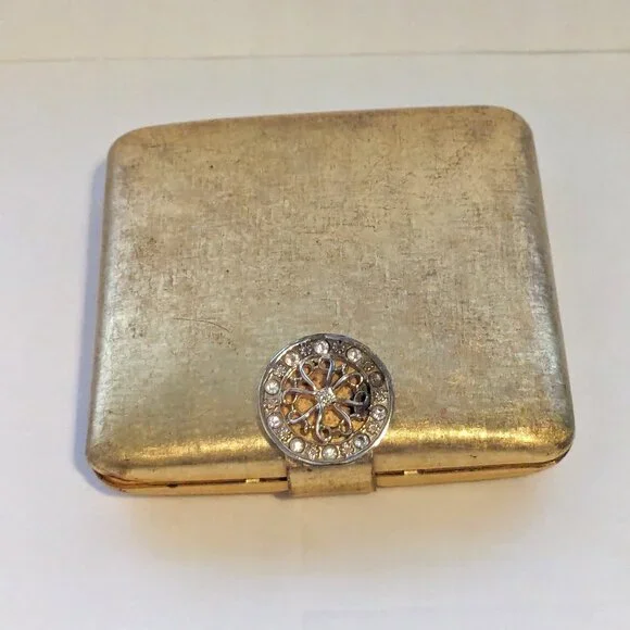 Avon Makeup Vintage Avon Brushed Gold Tone Mirror Make Up